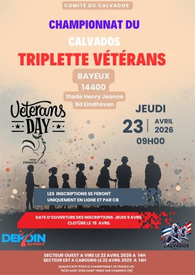 Championnat Calvados Triplette vétérans, Secteur OUEST.
